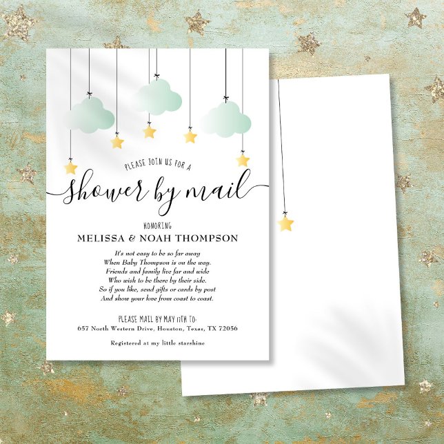 Dusche per Post, lange Distanz neutrales Grün Baby Einladung (Shower By Mail Long Distance Neutral Green Baby Invitation)
