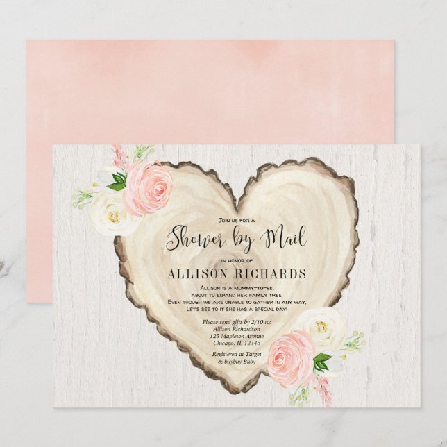 Dusche per Post Rustic Valentinstag baby Einladung (Vorne/Hinten)