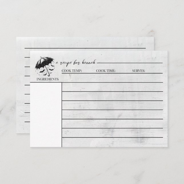 Dusche Regenschirm Rezept Karte (Vorne/Hinten)