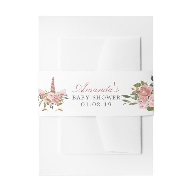 Dusche und Rose Gold Blumenstrauß Kinderdusche Einladungsbanderole (Vorderseite Beispiel)