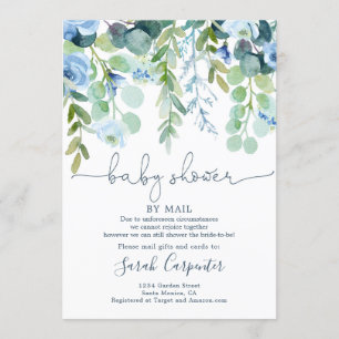 Dusche von Mail blue floral Baby Shower Einladung