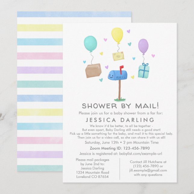 Dusche von Mail Niedlich Baby Dusche Einladung (Vorne/Hinten)