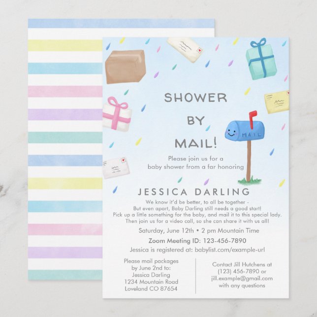 Dusche von Mail Niedlich Baby Dusche Einladung (Vorne/Hinten)