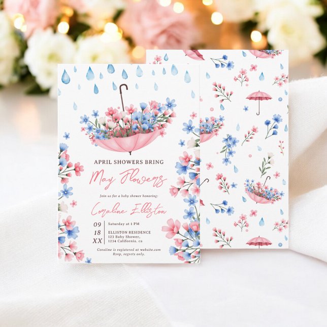 Duschen im niedlichen April bringen Mai Blume Baby Einladung (Cute April Showers Bring May Flowers Baby Shower Invitation)