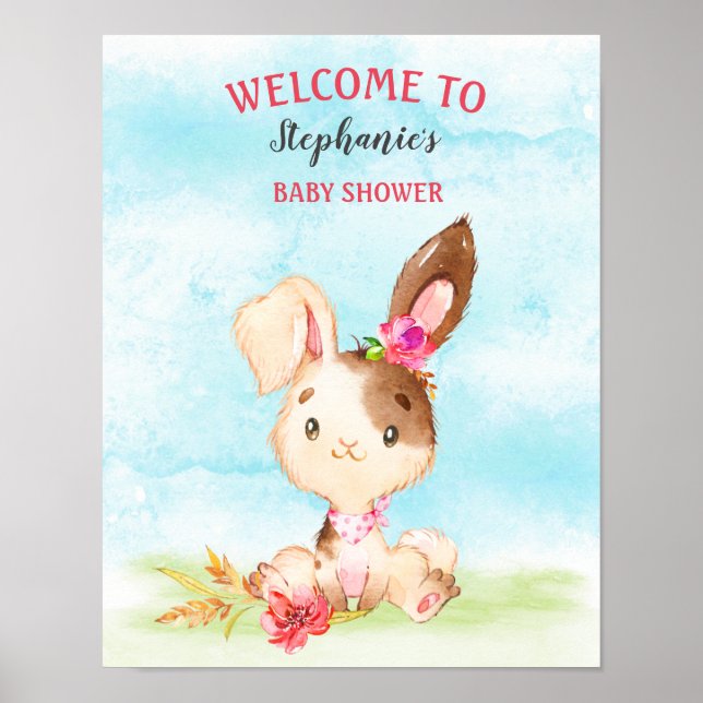 Duschfarm für Wasserfarben Girl Bunny Baby Poster (Vorne)