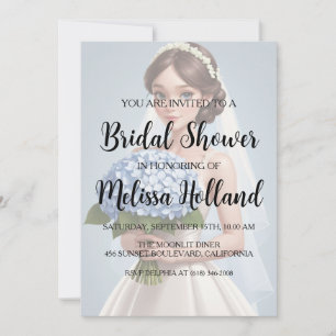 Duschkabine aus blauem Hydrangea Einladung