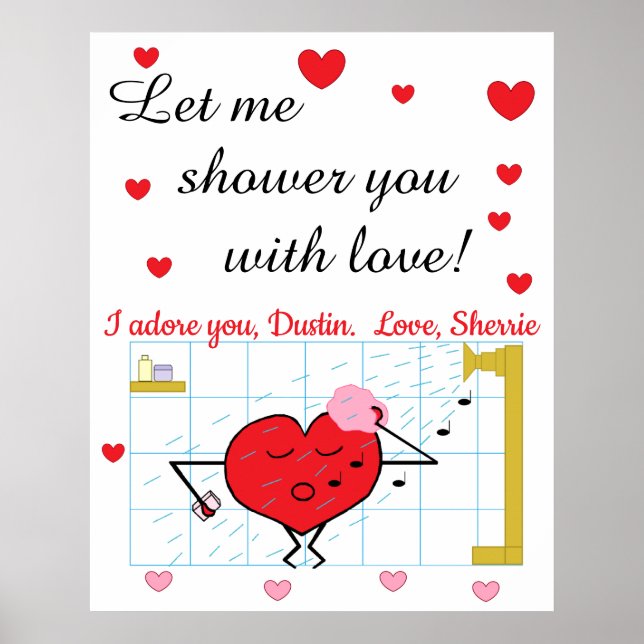 Duschkabine Liebe Poster (Vorne)