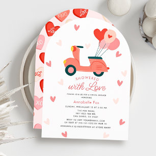 Duschkabine mit Liebe Motor Scooter Brautparty Einladung