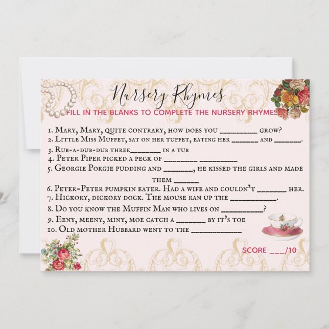 Duschspielkarte Einladung (Vorderseite)