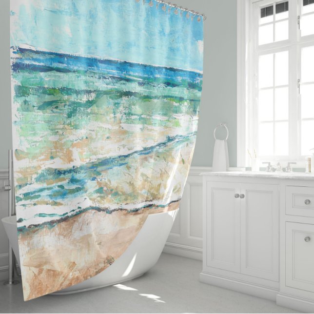 Duschvorhang am Strand (Beach House Coastal Artwork Shower Curtain by Jenn's Emporium.)