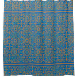 Duschvorhang aus Blau und Kupfer