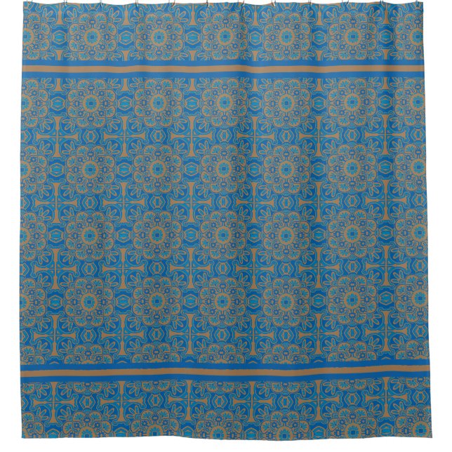 Duschvorhang aus Blau und Kupfer (Vorderseite)