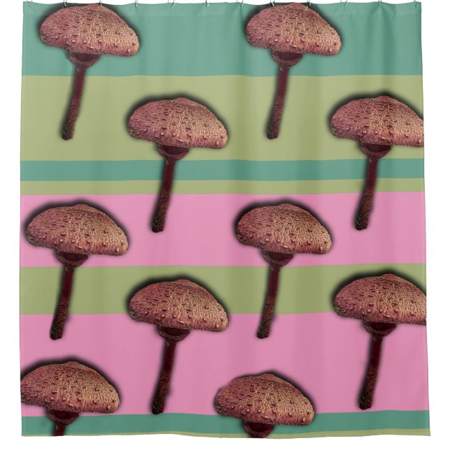 Duschvorhang aus Mushrooms und Streifen (Vorderseite)