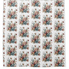 Duschvorhang aus Pastellblumen