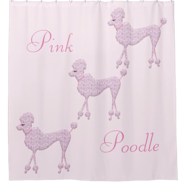 Duschvorhang aus rosa Poodle (Vorderseite)