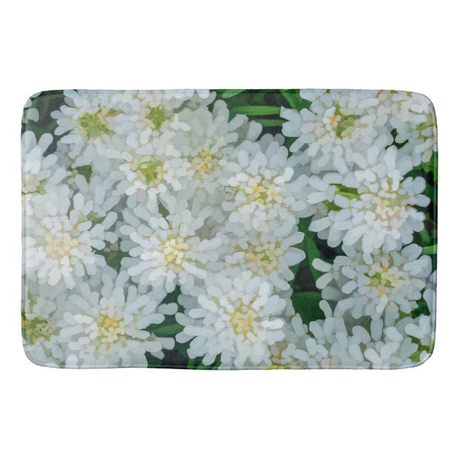 Duschvorhang aus weißer Blume mit Candytuft Badematte (Vorderseite)