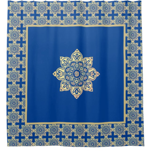 Duschvorhang blau und goldene Medaille (Vorderseite)