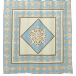 Duschvorhang Cremedallien auf Himmelblau