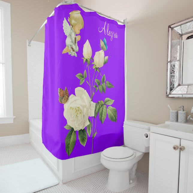 Duschvorhang Engel Floral Lila Butterfly (Beispiel)