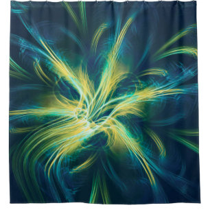 Duschvorhang Fraktal Blume Blaue Palette