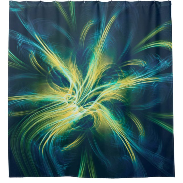 Duschvorhang Fraktal Blume Blaue Palette (Vorderseite)