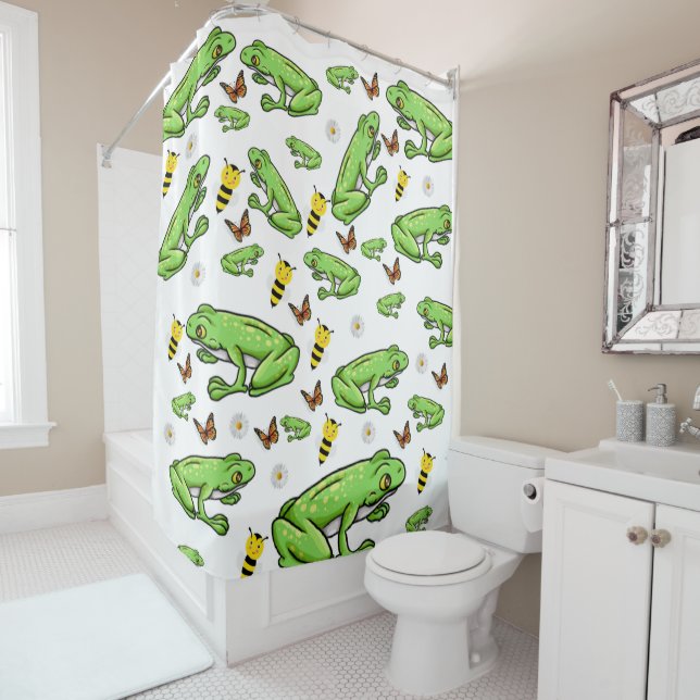 Duschvorhang Frosch Hummel Butterfly (Beispiel)