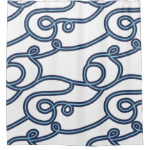 Duschvorhang für aquamarine, Navy & White Beach Th
