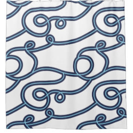 Duschvorhang für aquamarine, Navy & White Beach Th