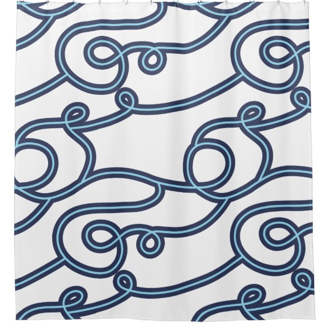 Duschvorhang für aquamarine, Navy & White Beach Th (Vorderseite)