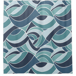 Duschvorhang für aquamarine und blaue Ozeanwellen