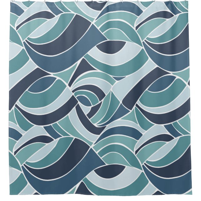 Duschvorhang für aquamarine und blaue Ozeanwellen (Vorderseite)