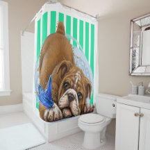 Duschvorhang für Bulldog und Butterfly