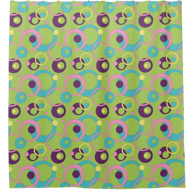 Duschvorhang für Funky Green Circles (Vorderseite)
