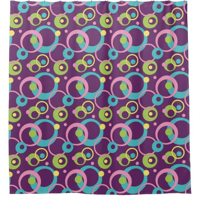Duschvorhang für Funky Lila Circles (Vorderseite)