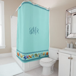 Duschvorhang für Muscheln und Streifen