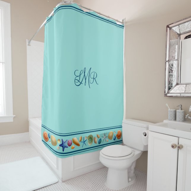 Duschvorhang für Muscheln und Streifen (Beispiel)