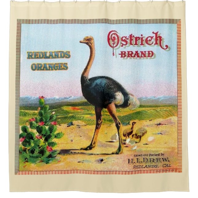 Duschvorhang für Straußenmarken (Vorderseite)