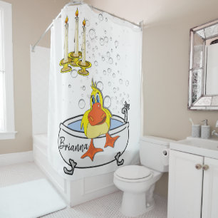 Duschvorhang gelbe Kicherbläschen Kerzen