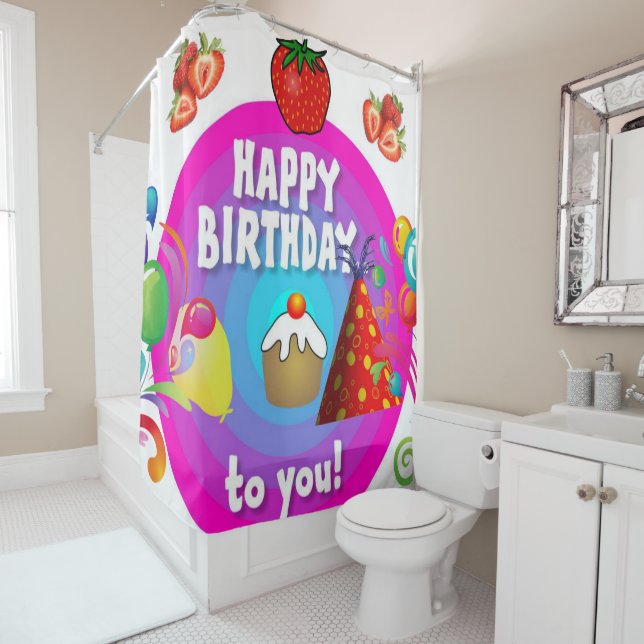 Duschvorhang glücklich Geburtstag (Beispiel)