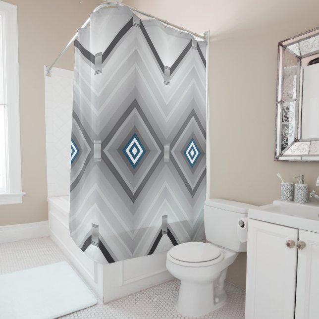 Duschvorhang Grau Schwarz-weiß (Beispiel)