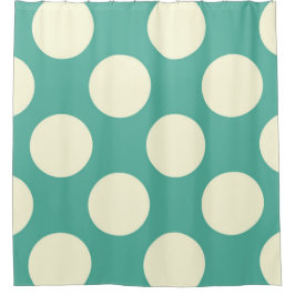 Duschvorhang große Kreise Dots Grüne Creme