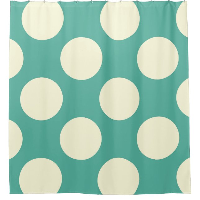 Duschvorhang große Kreise Dots Grüne Creme (Vorderseite)