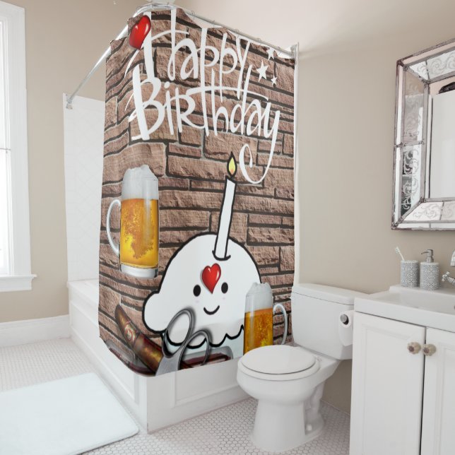 Duschvorhang Happy Birthday Beer (Beispiel)