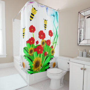 Duschvorhang Hummel Blütenblume