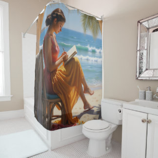 Duschvorhang im Beach House mit individueller Abbi