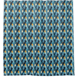 Duschvorhang in Blau und Gold