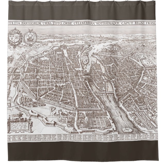 Duschvorhang Karten-alter Paris Frankreich 1618 (Vorderseite)