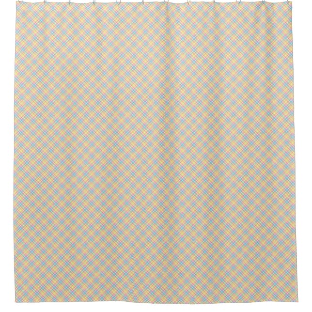 Duschvorhang mit blau-gelbem Karomuster  (Vorderseite)