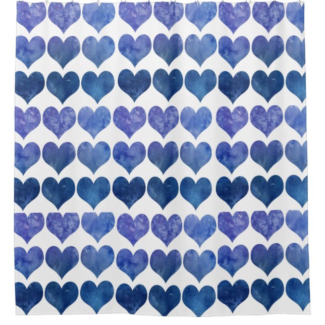 Duschvorhang mit blauen Herzen (Vorderseite)