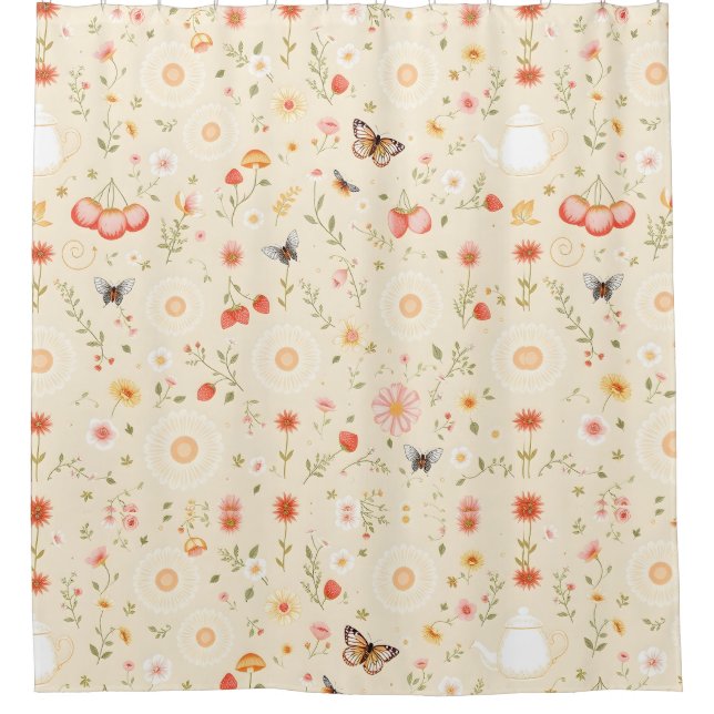 Duschvorhang mit botanischem Cotgore (Vorderseite)